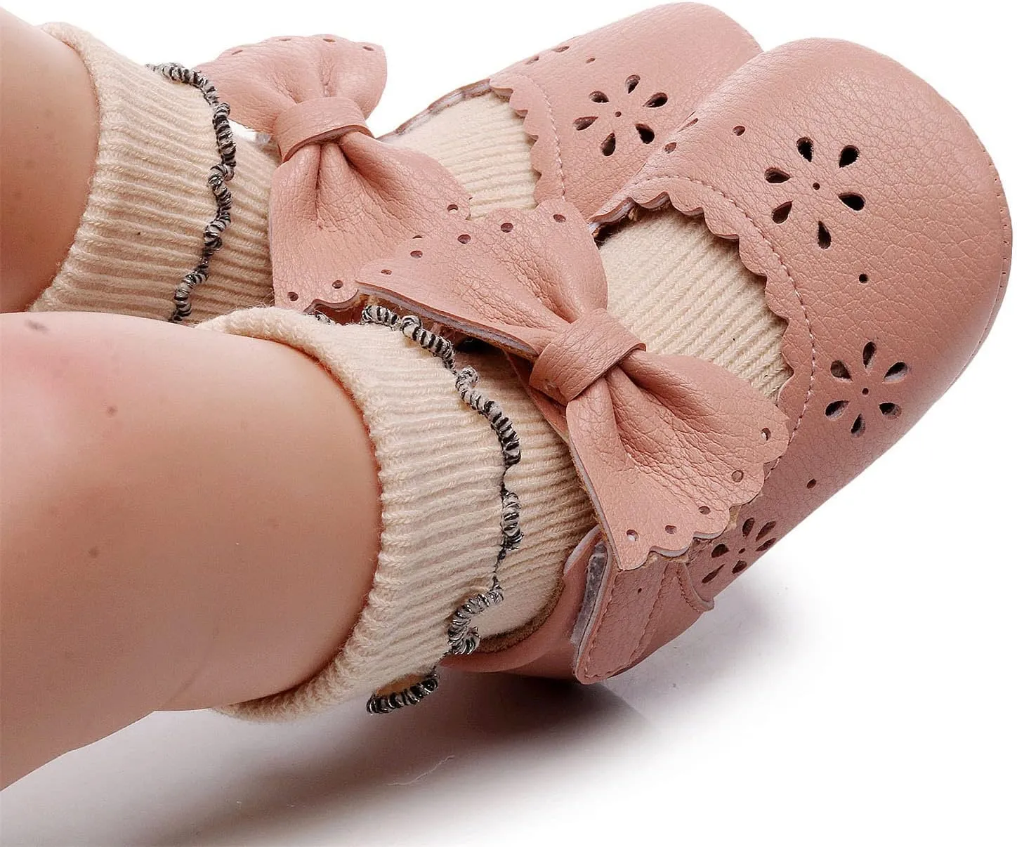 Infant Girls Single Shoes Bowknot First Walkers Shoes Hook Loop Toddler Soft Bottom Breathable Princess Shoes Kids Shoes