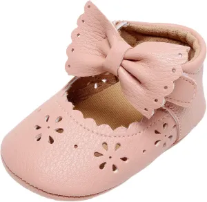 Infant Girls Single Shoes Bowknot First Walkers Shoes Hook Loop Toddler Soft Bottom Breathable Princess Shoes Kids Shoes
