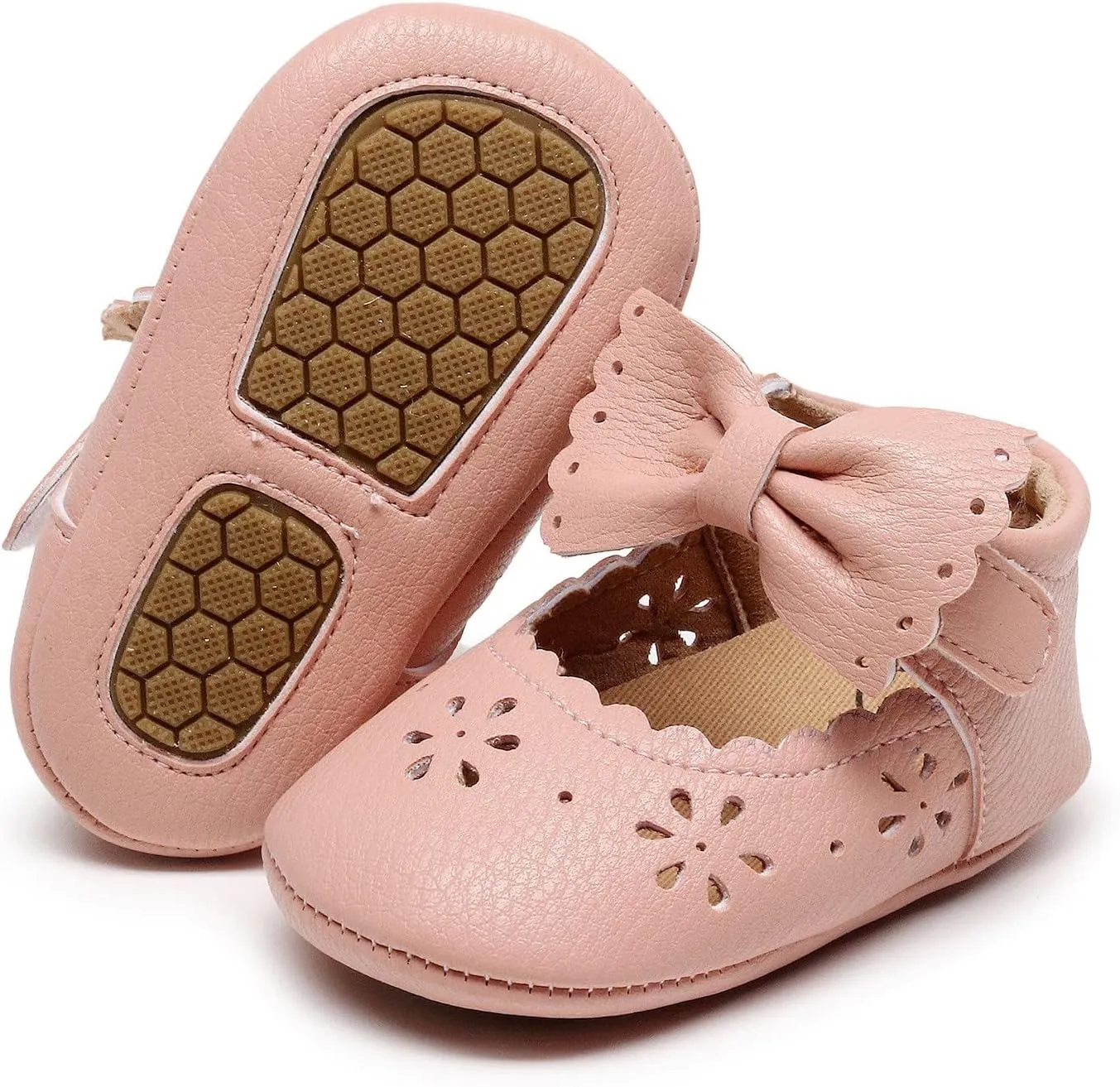 Infant Girls Single Shoes Bowknot First Walkers Shoes Hook Loop Toddler Soft Bottom Breathable Princess Shoes Kids Shoes