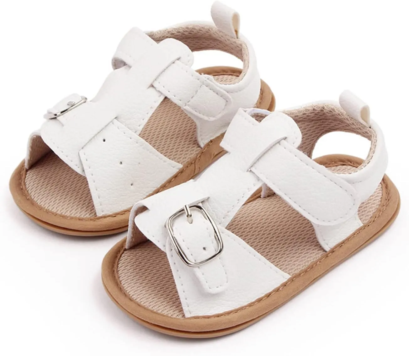 Infant Summer Soft Solid Baby Anti Slip Bow Girls Shoes Crib Baby Shoes Toddle Baby Shoes Baby Boy Sandals Size 4 (White, 4 Infant)