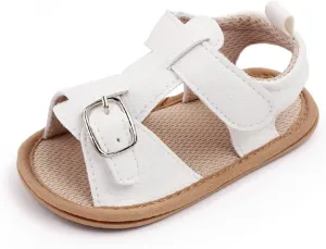 Infant Summer Soft Solid Baby Anti Slip Bow Girls Shoes Crib Baby Shoes Toddle Baby Shoes Baby Boy Sandals Size 4 (White, 4 Infant)