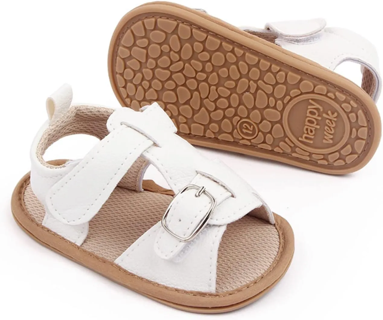 Infant Summer Soft Solid Baby Anti Slip Bow Girls Shoes Crib Baby Shoes Toddle Baby Shoes Baby Boy Sandals Size 4 (White, 4 Infant)