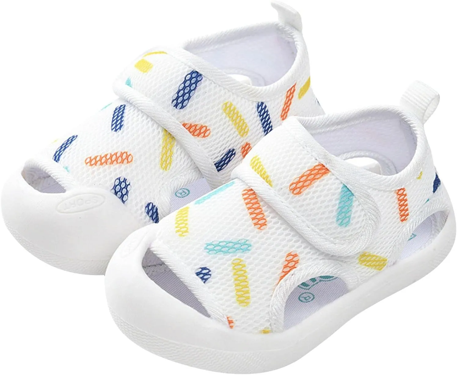 Infant Toddler Baby Girls Boys Shoes Sandals First Walking Shoes Soft Sole Breathable Flat Shoes (White, 7 Toddler)