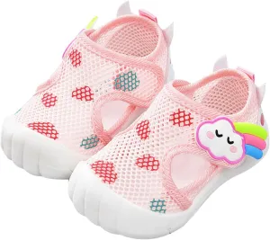 Infant Toddler Baby Girls Boys Shoes Sandals Newborn First Walkers Mesh Crib Shoes Breathable Soft Sole (Pink, 5 Infant)