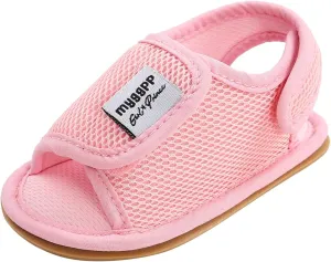Infant Toddler Kids Cotton Shoes Flat Rubber Sole Mesh Breathable Non-Slip Indoor Sandals