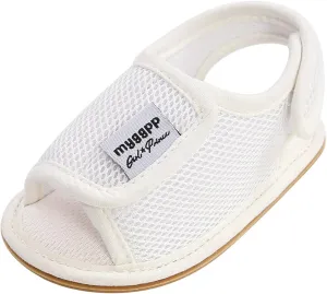 Infant Toddler Kids Cotton Shoes Flat Rubber Sole Mesh Breathable Non-Slip Indoor Sandals