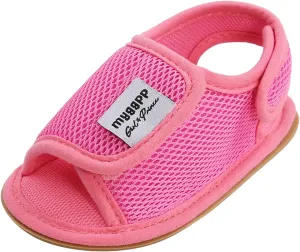 Infant Toddler Kids Cotton Shoes Flat Rubber Sole Mesh Breathable Non-Slip Indoor Sandals