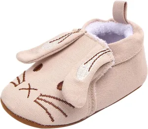 Infant Toddler Shoes Soft Sole Toddler Shoes 3D Little Ear Cartoon Embroidery Princess Shoes Toddler Girl Slides