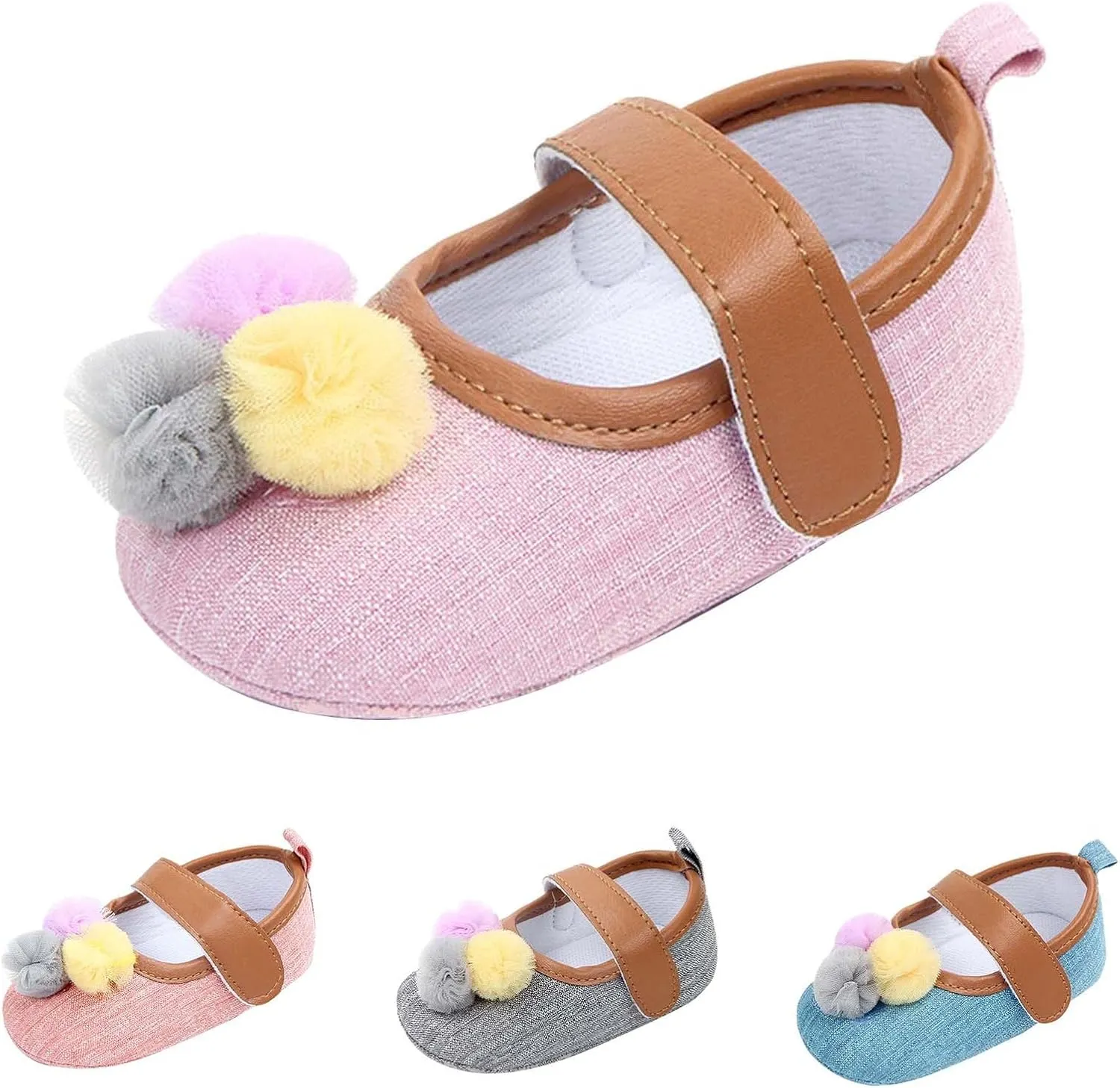 Infant Toddler Shoes Soft Sole Toddler Shoes Ball Hook Loop Breathable Princess Shoes Toddler Athletic Shoes