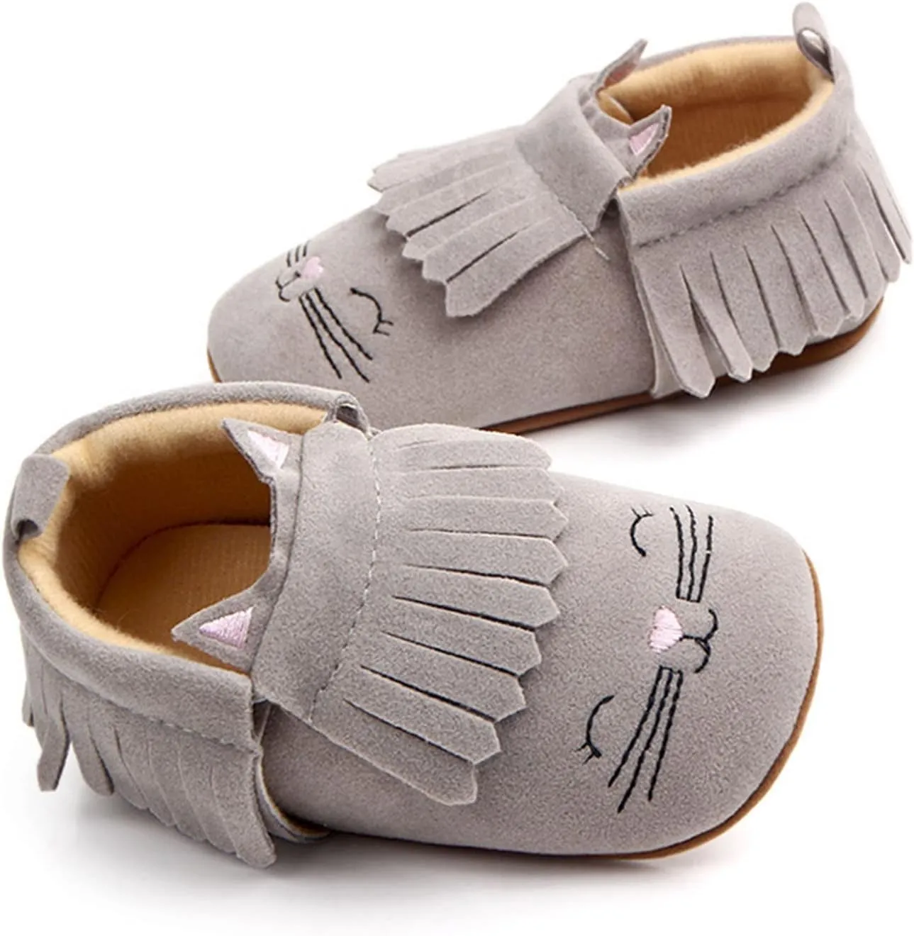 Infant Toddler Shoes Soft Sole Toddler Shoes Tassel Cute Cartoon Embroidery Princess Toddler Slides Shoes