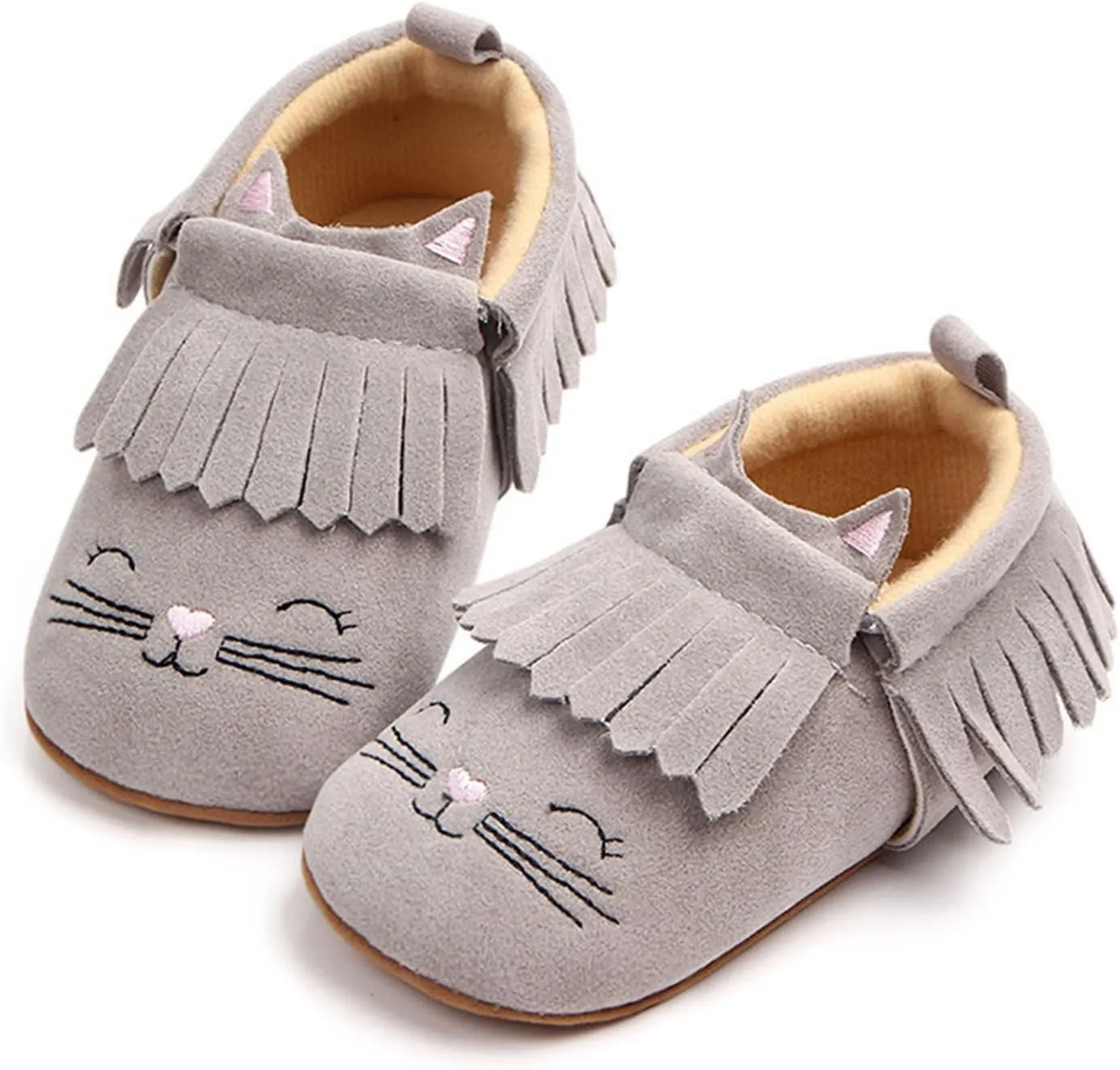 Infant Toddler Shoes Soft Sole Toddler Shoes Tassel Cute Cartoon Embroidery Princess Toddler Slides Shoes