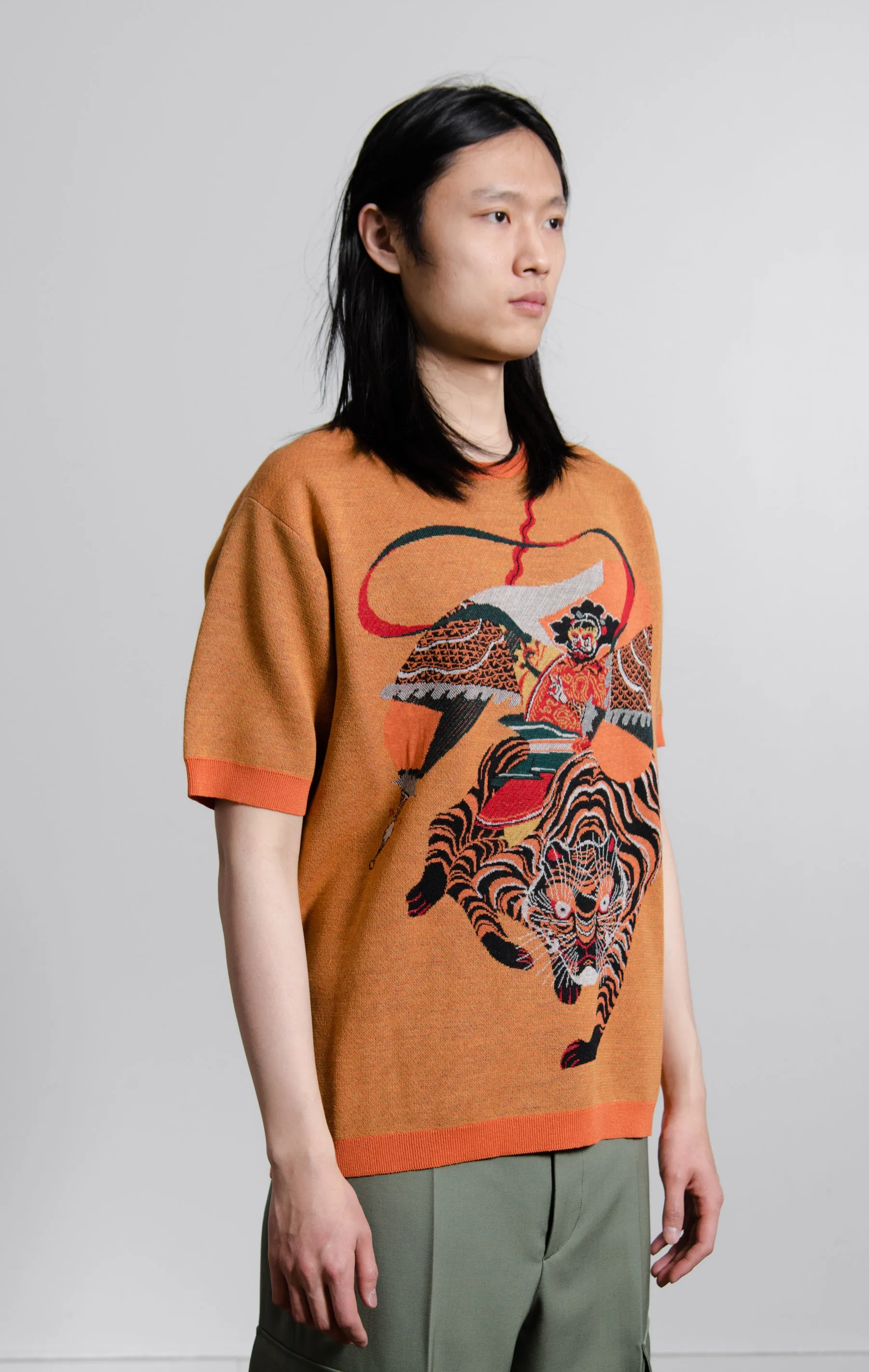 Jacquard Tiger Tee Orange N001