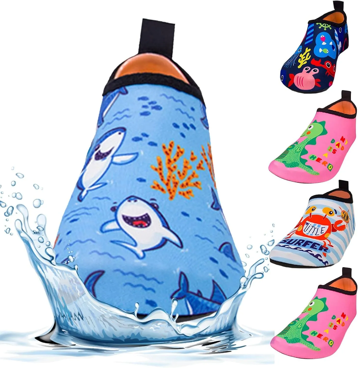 JINCAIHONG Kids Water Shoes Boys Girls Aqua Socks Beach Sport Slip on Sneakers Barefoot Sock Shoe for Toddler Babys