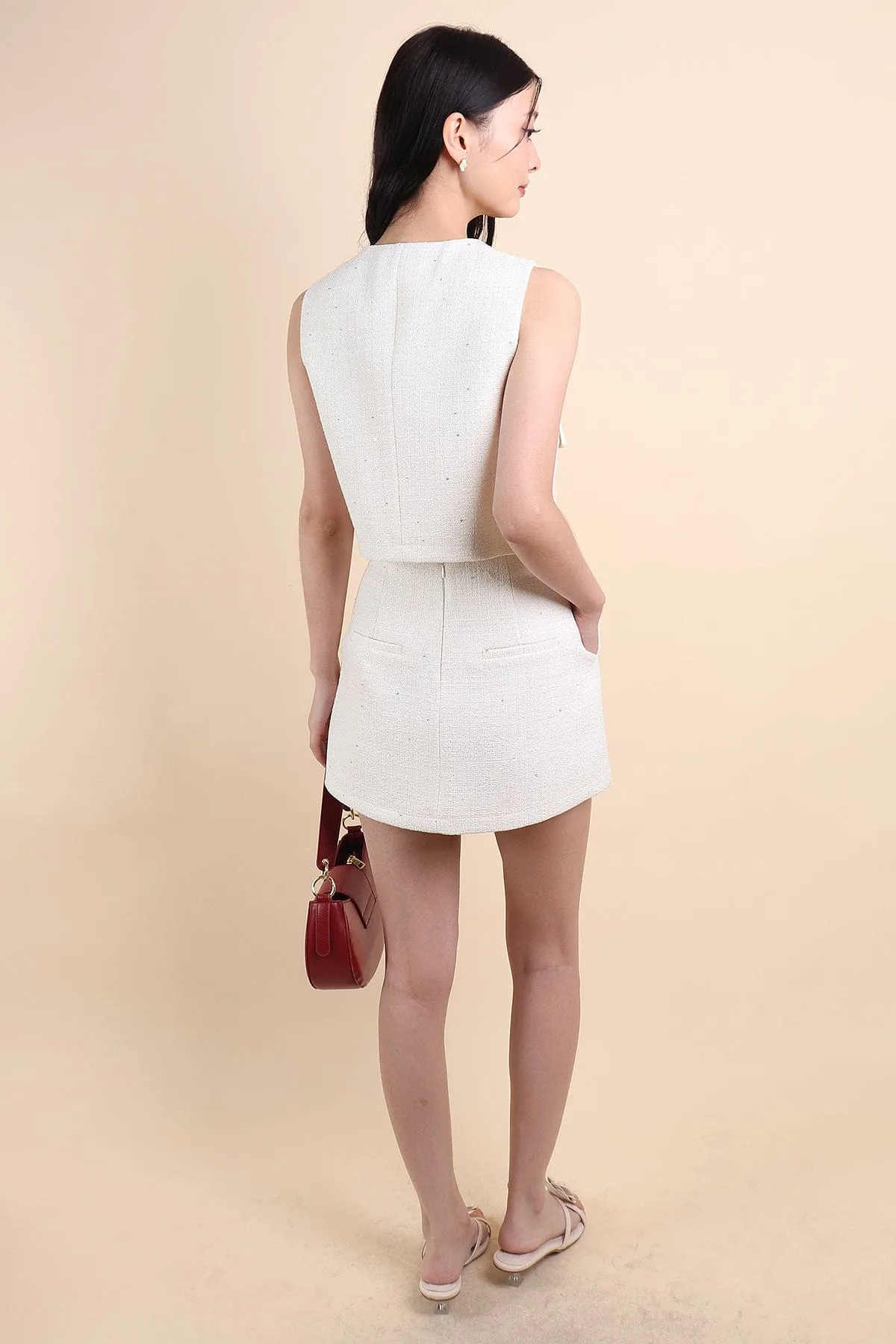 KELLIE TWEED 2-PC SET IN CREAM WHITE