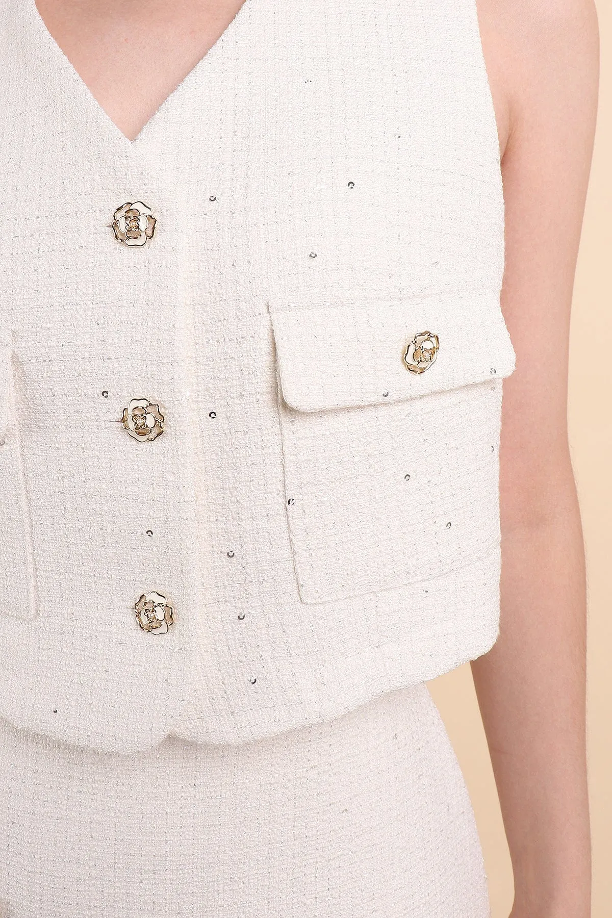 KELLIE TWEED 2-PC SET IN CREAM WHITE