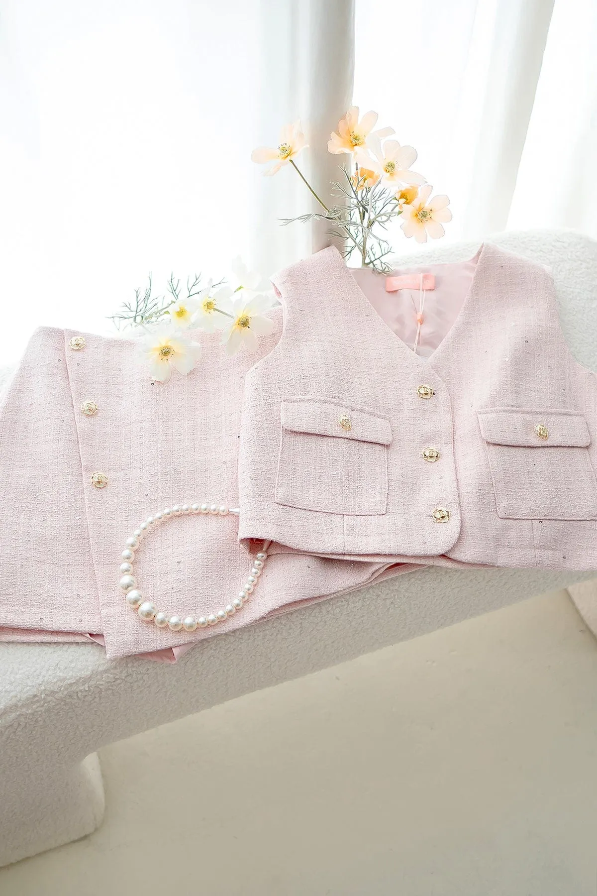 KELLIE TWEED 2-PC SET IN PINK