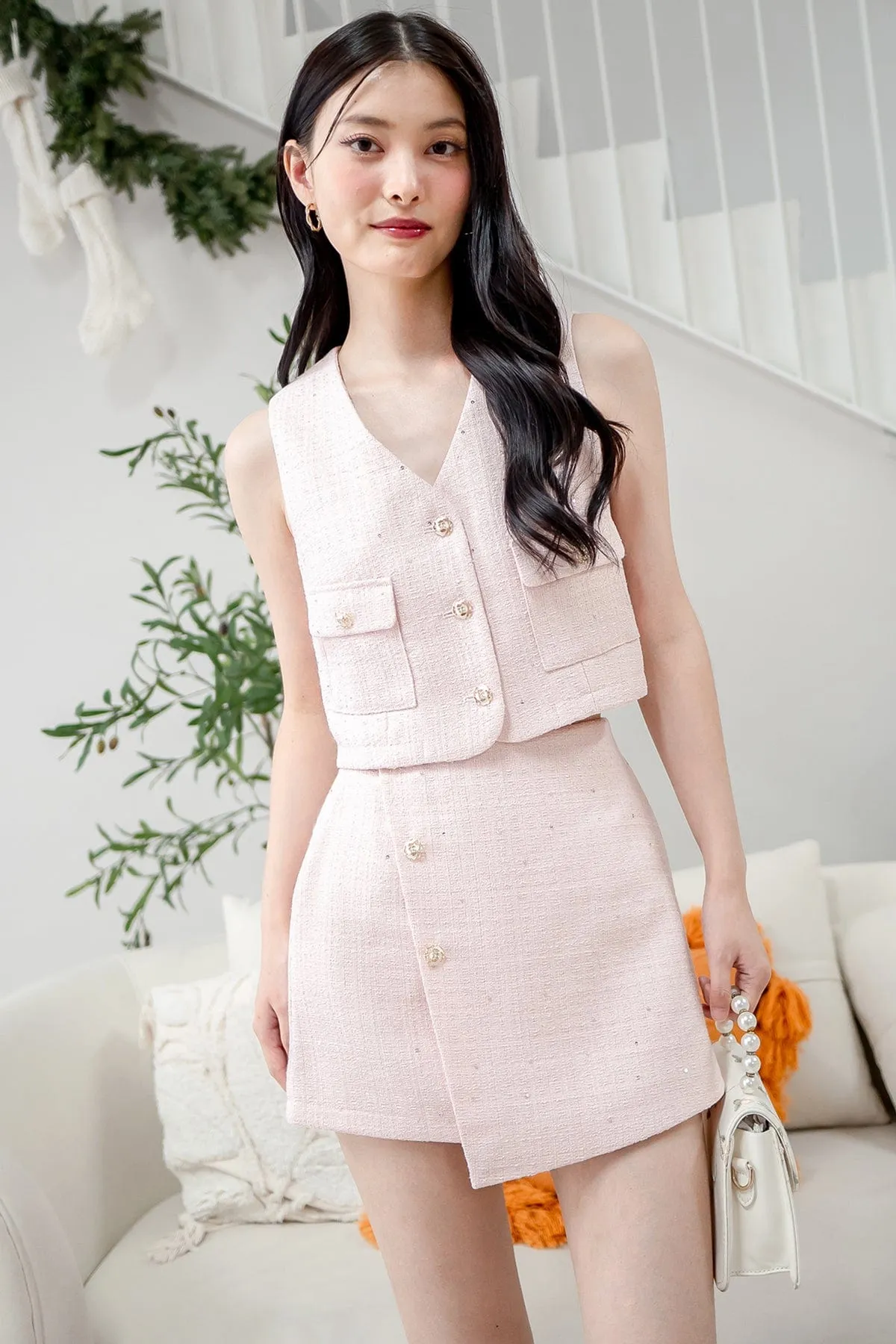 KELLIE TWEED 2-PC SET IN PINK