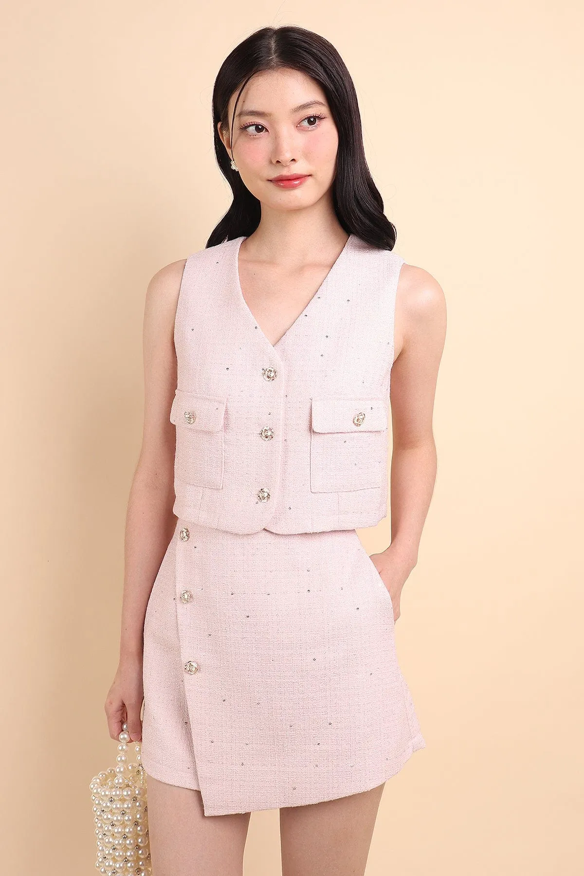 KELLIE TWEED 2-PC SET IN PINK