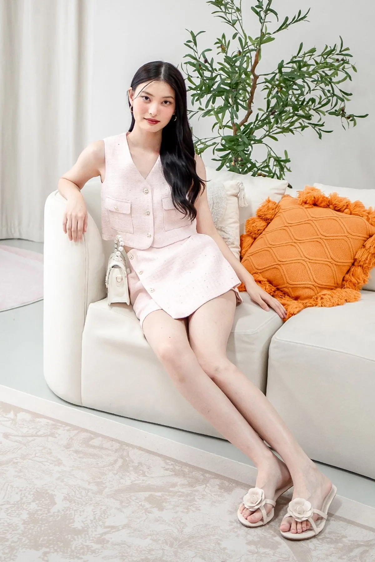 KELLIE TWEED 2-PC SET IN PINK