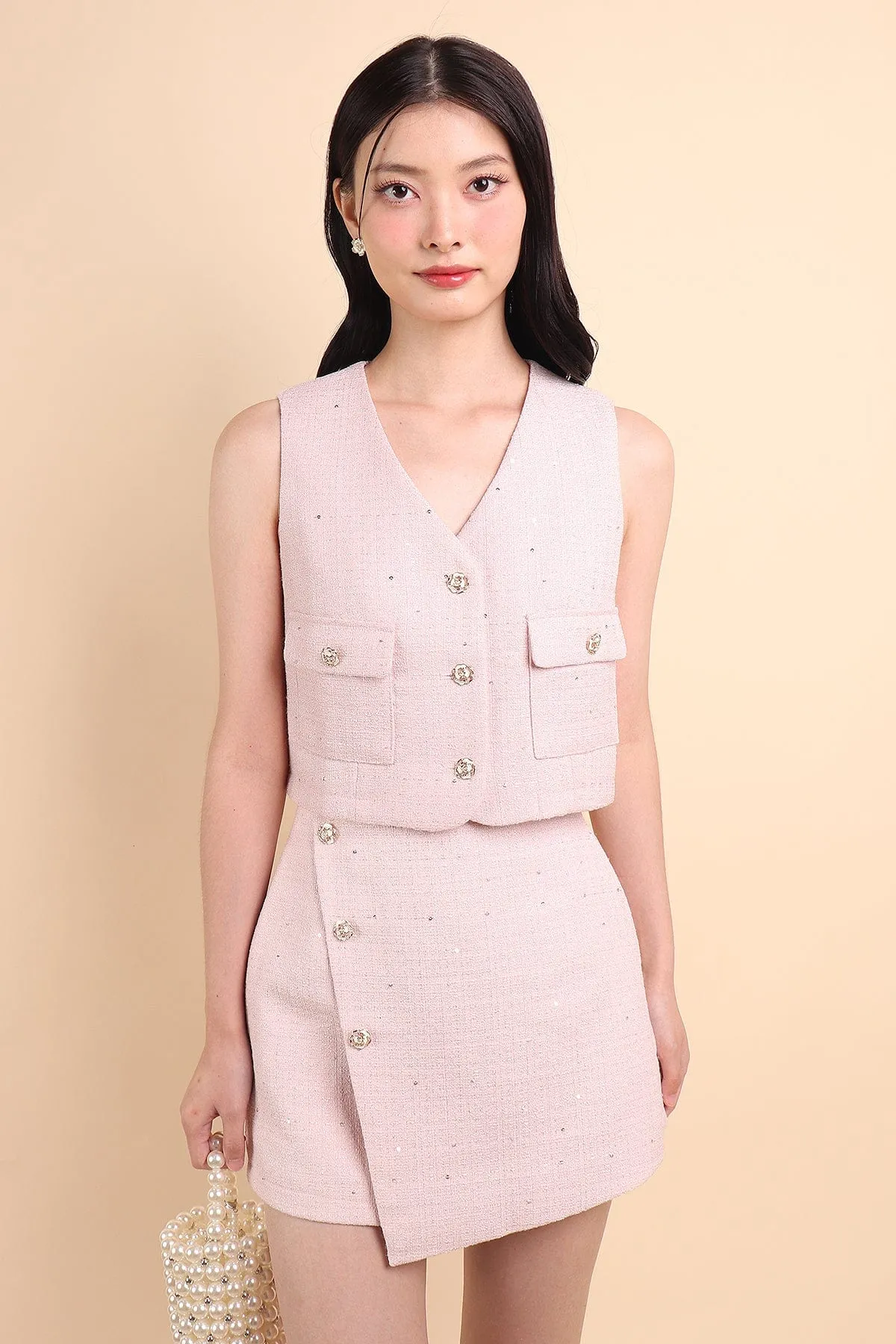 KELLIE TWEED 2-PC SET IN PINK