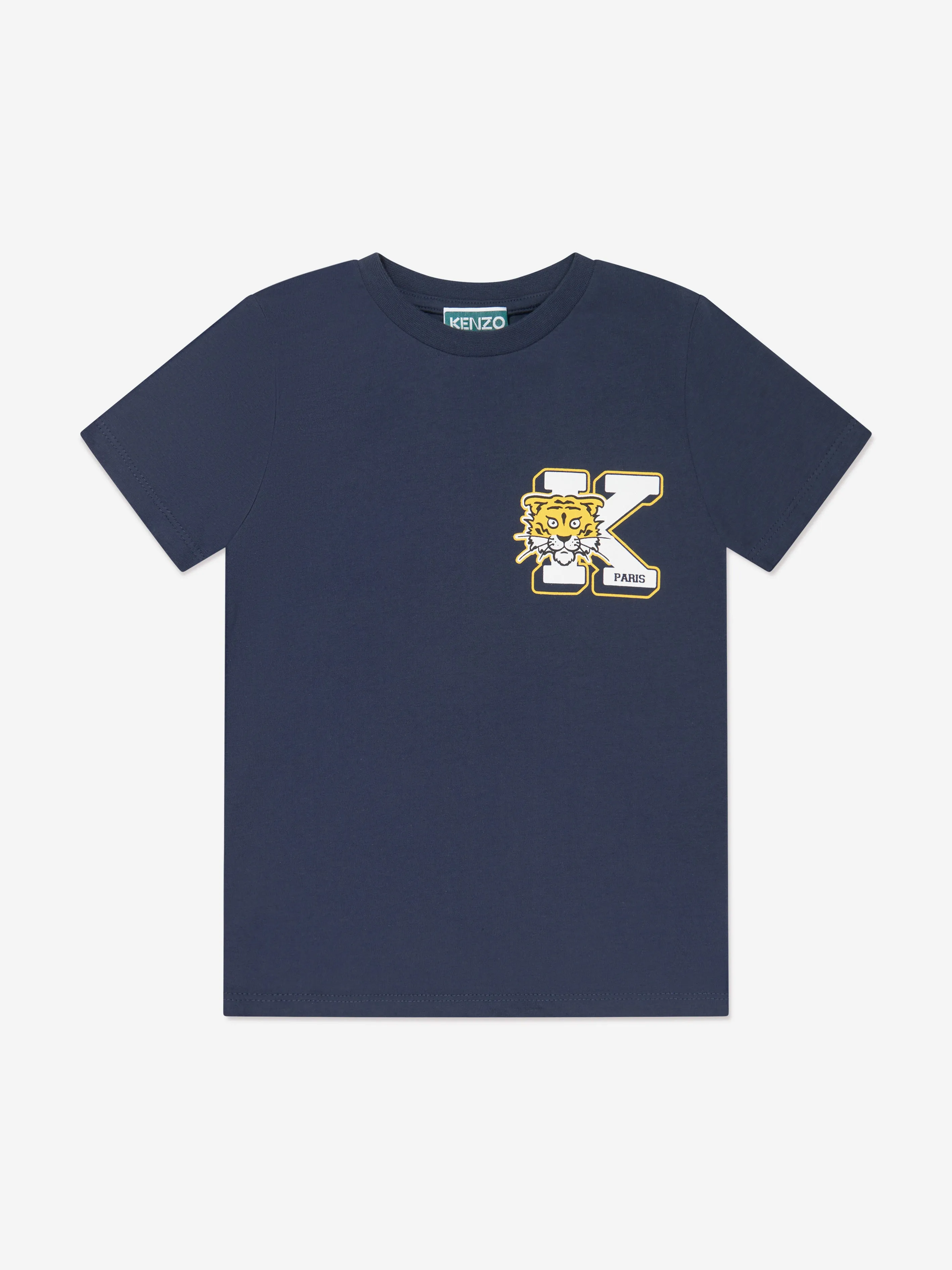 KENZO Boys Tiger Logo T-Shirt in Navy