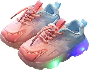 Kids Athletic Shoes Children's Sneakers Color Gradient LED Light Shoes Dad Shoes Lace Up Soft Soles Kids Girls Shoes