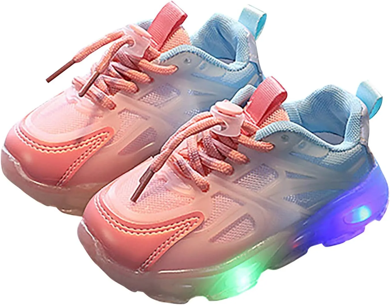 Kids Athletic Shoes Children's Sneakers Color Gradient LED Light Shoes Dad Shoes Lace Up Soft Soles Kids Girls Shoes