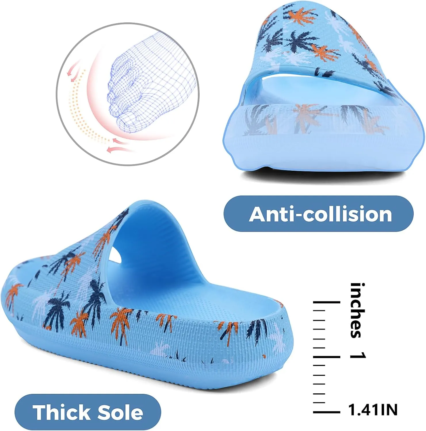 Kids Cloud Slides Boys Girls Flip Flops Slip On Beach Sandals Youth Pool Shower Shoes EVA Summer Slippers11 Little Kids - 6 Big Kids