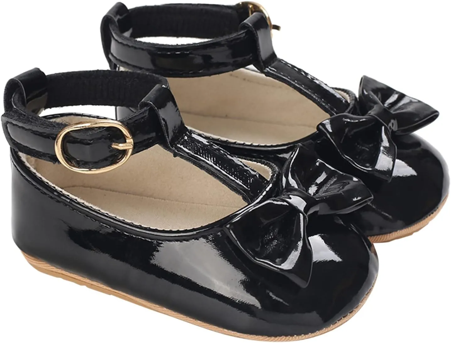 Kids Infant Girls Soild Bowknot Princress Shoes Soft Sole The Floor Barefoot Non Slip First Walkers Prewalker Shoes (Black-03#wer, 0 Months)