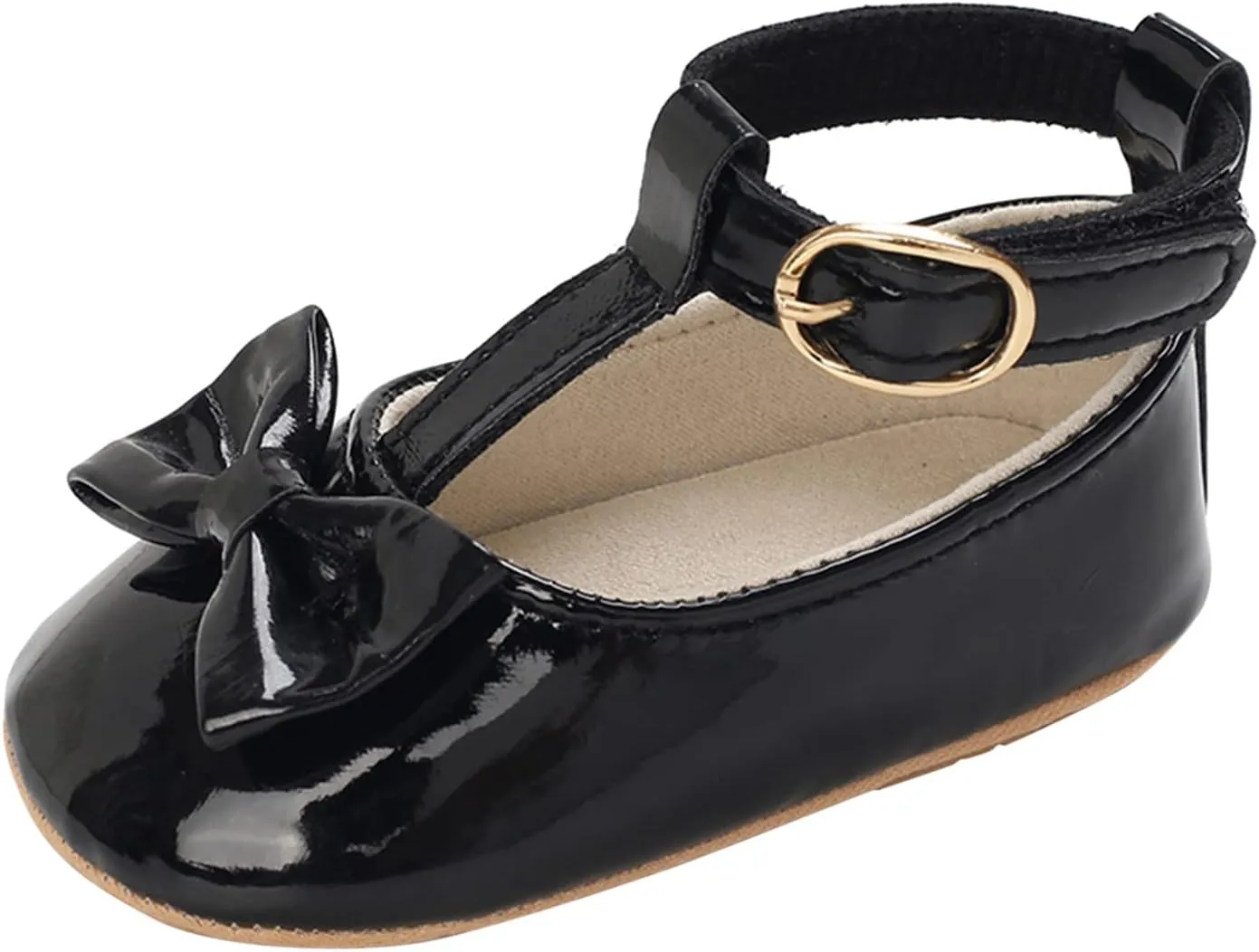 Kids Infant Girls Soild Bowknot Princress Shoes Soft Sole The Floor Barefoot Non Slip First Walkers Prewalker Shoes (Black-03#wer, 0 Months)