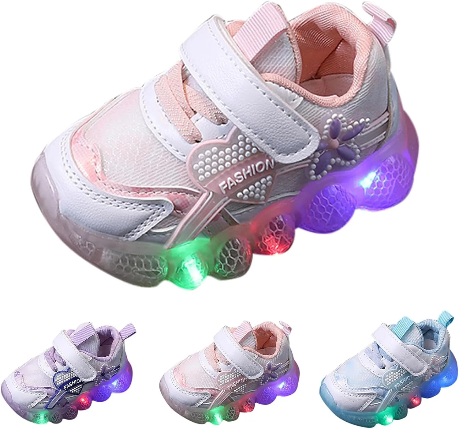 Kids Light Up Shoes Girls Boys Breathable Luminous Soft Sole Running Sports Sneaker Lace-Up Size 2 Shoe Girl Kid