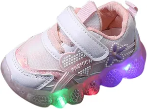 Kids Light Up Shoes Girls Boys Breathable Luminous Soft Sole Running Sports Sneaker Lace-Up Size 2 Shoe Girl Kid