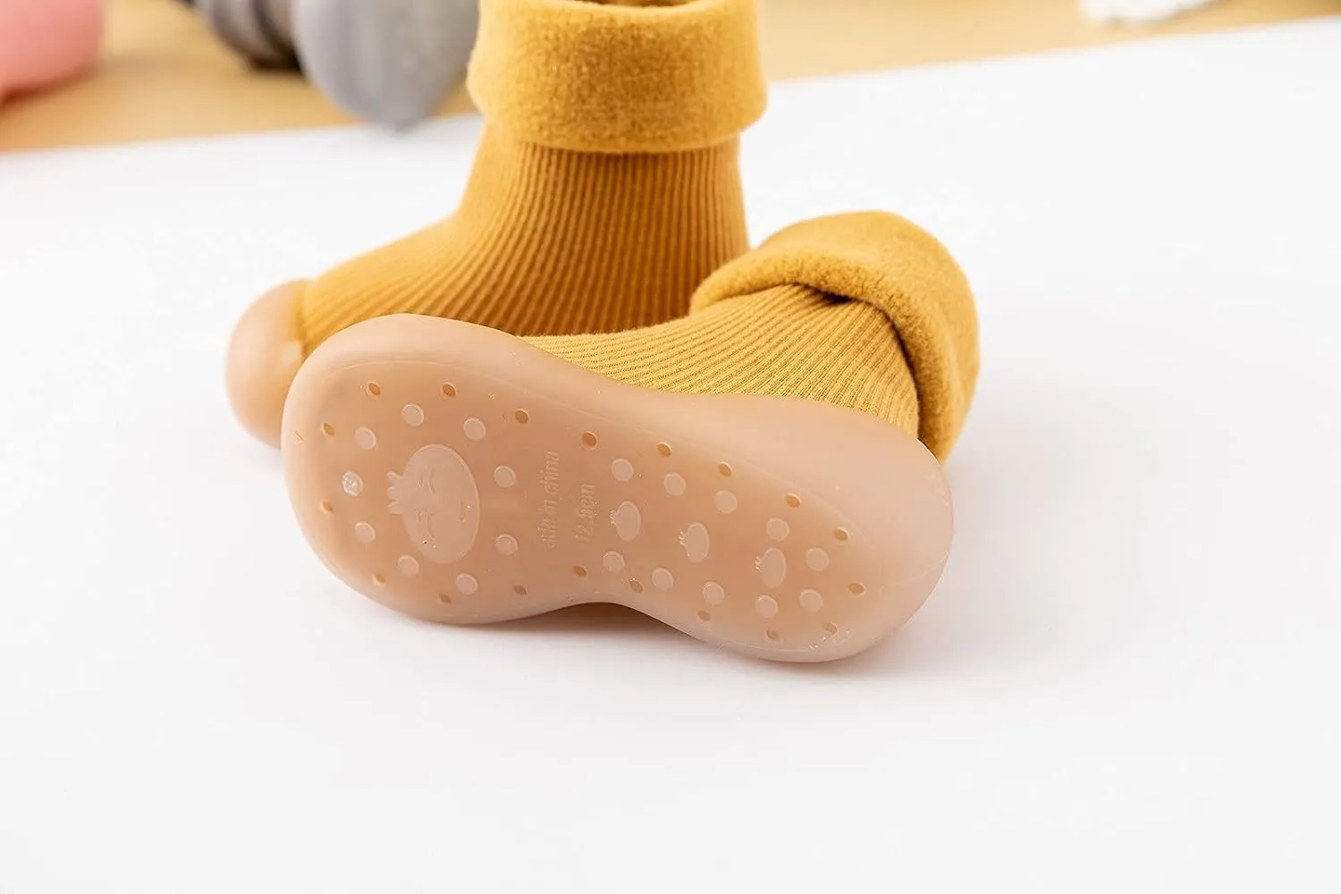 Kids Toddler Baby Boys Girls Solid Warm Knit Soft Sole Rubber Shoes Socks Slipper Stocking Infant Boys (Yellow, 22)