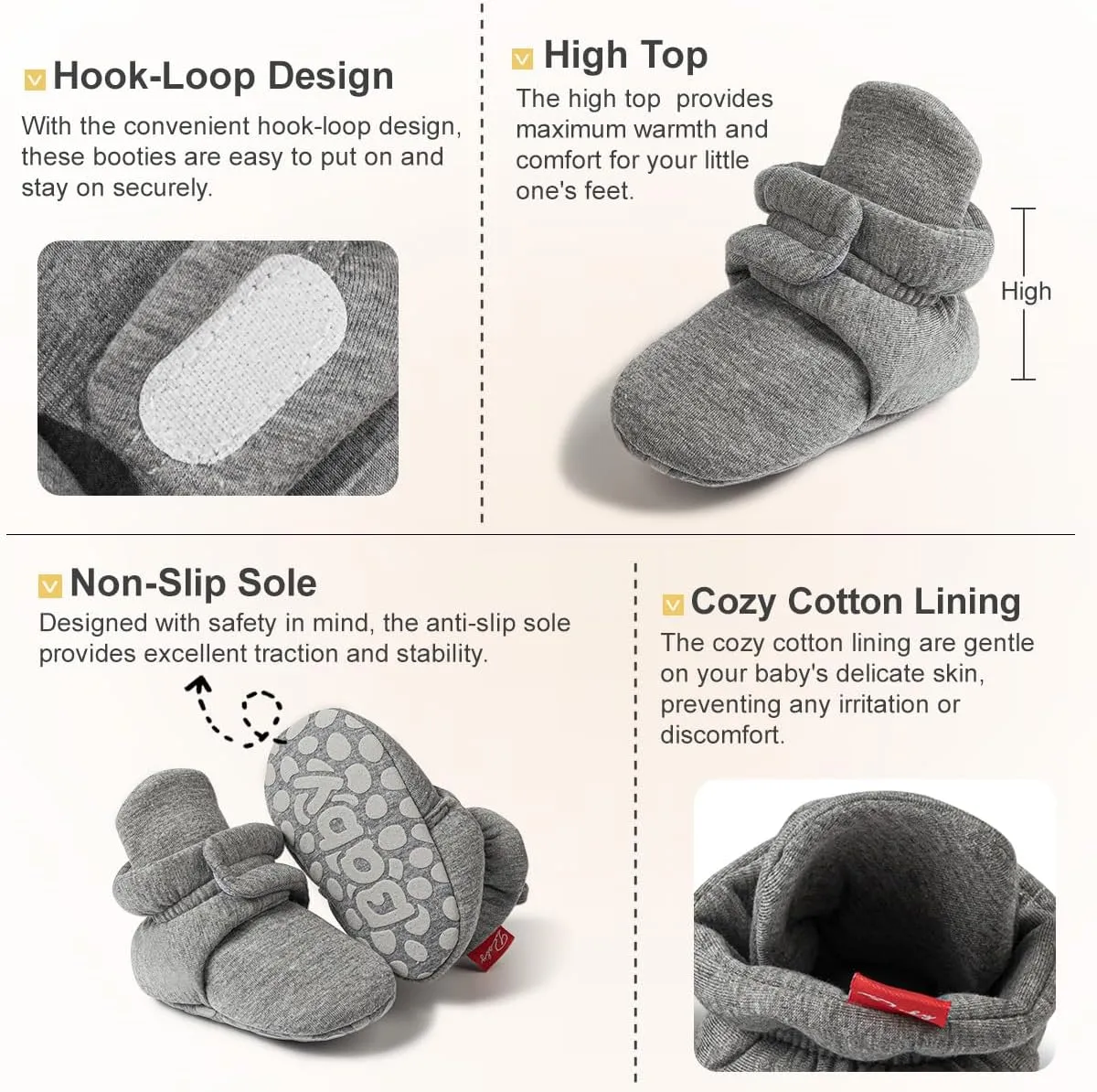 KIDSUN Newborn Infant Baby Boys Girls Fleece Booties Stay On Socks Soft Shoes Non Skid Winter Warm Christmas Slippers