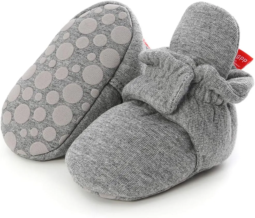 KIDSUN Newborn Infant Baby Boys Girls Fleece Booties Stay On Socks Soft Shoes Non Skid Winter Warm Christmas Slippers