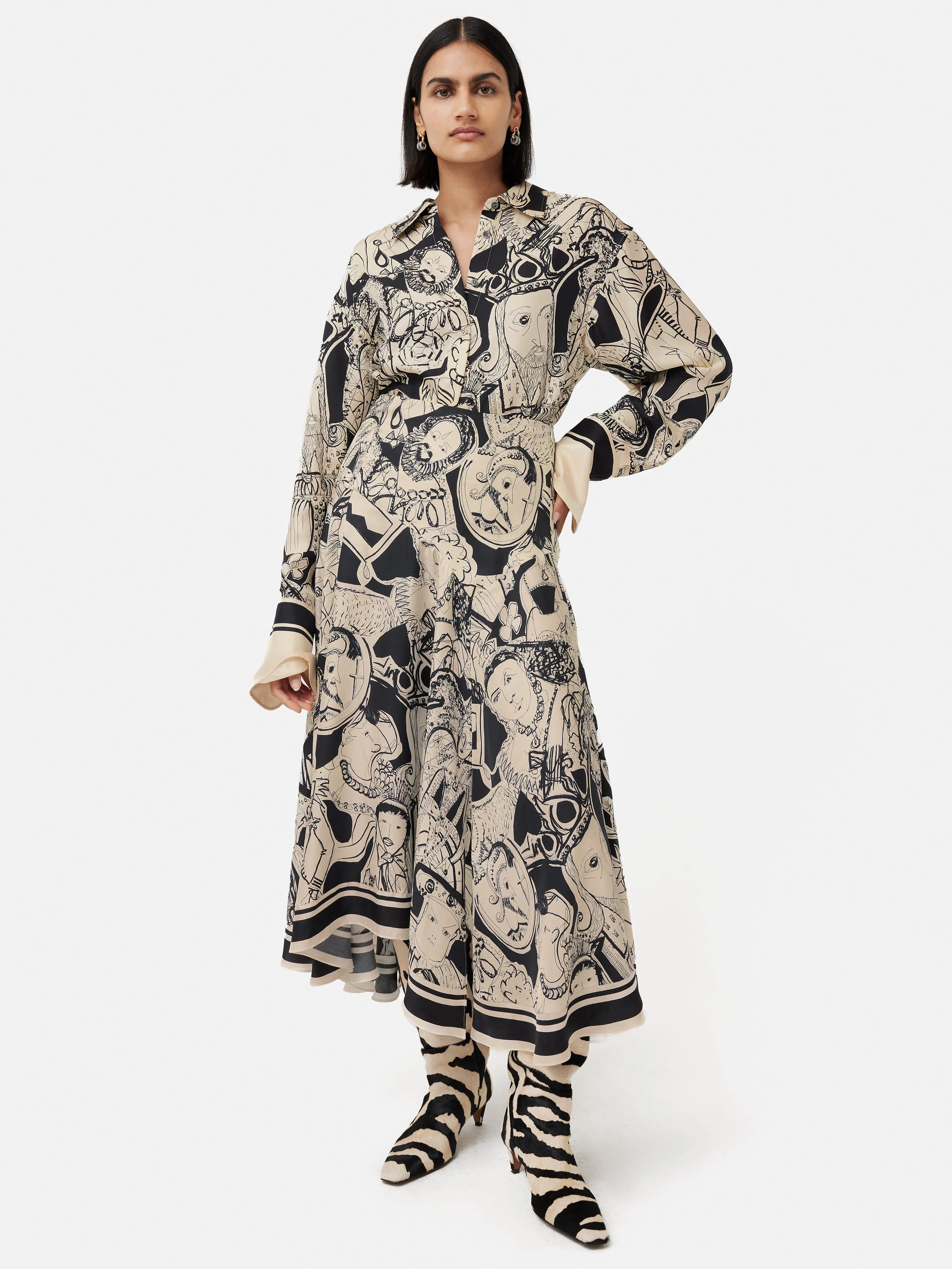 Kings & Queens Silk Skirt | Monochrome