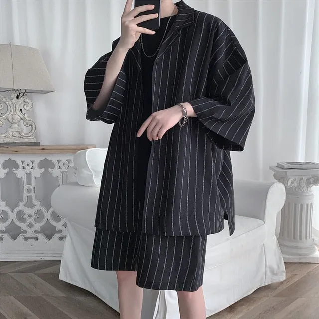 [Korean Style] 3 Colors Striped Oversize Tracksuit Sets