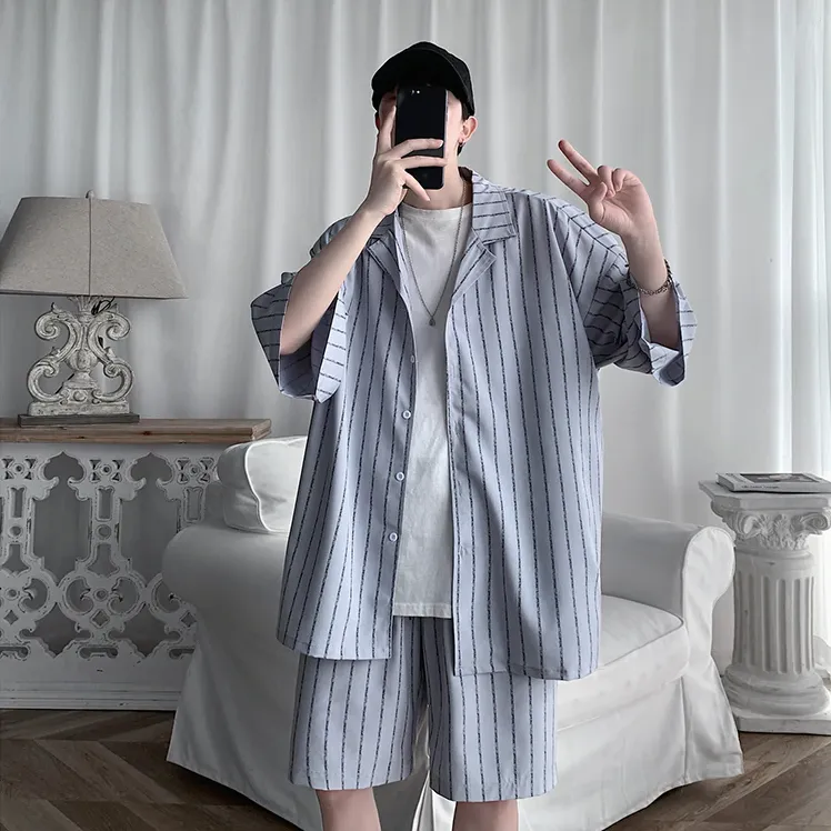[Korean Style] 3 Colors Striped Oversize Tracksuit Sets