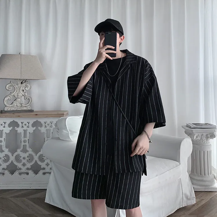 [Korean Style] 3 Colors Striped Oversize Tracksuit Sets