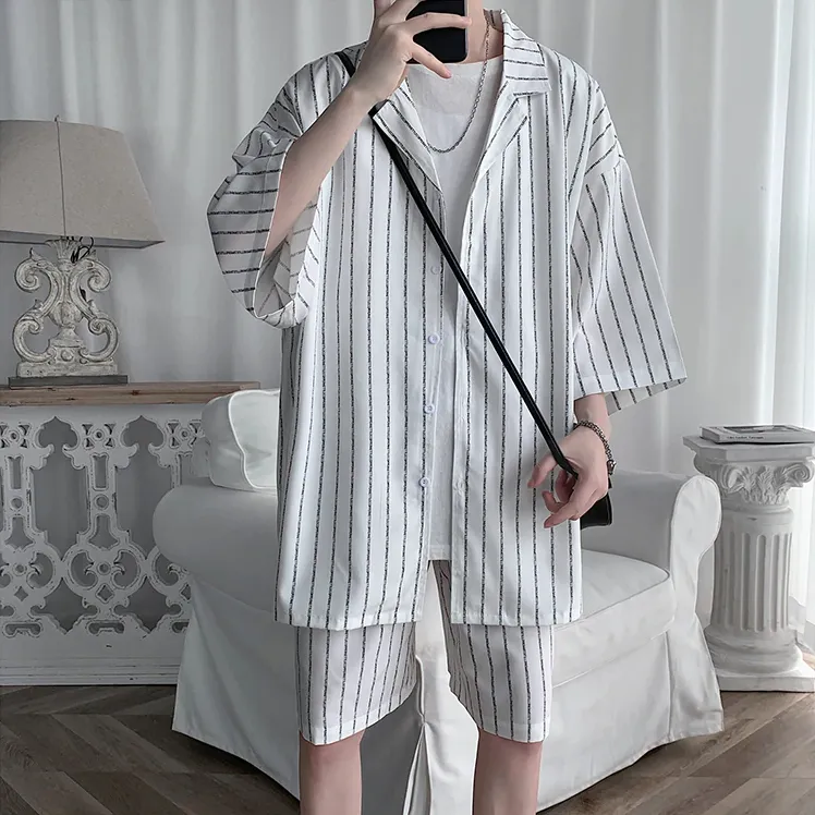 [Korean Style] 3 Colors Striped Oversize Tracksuit Sets