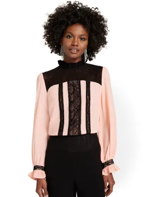 Lace Contrast Blouse