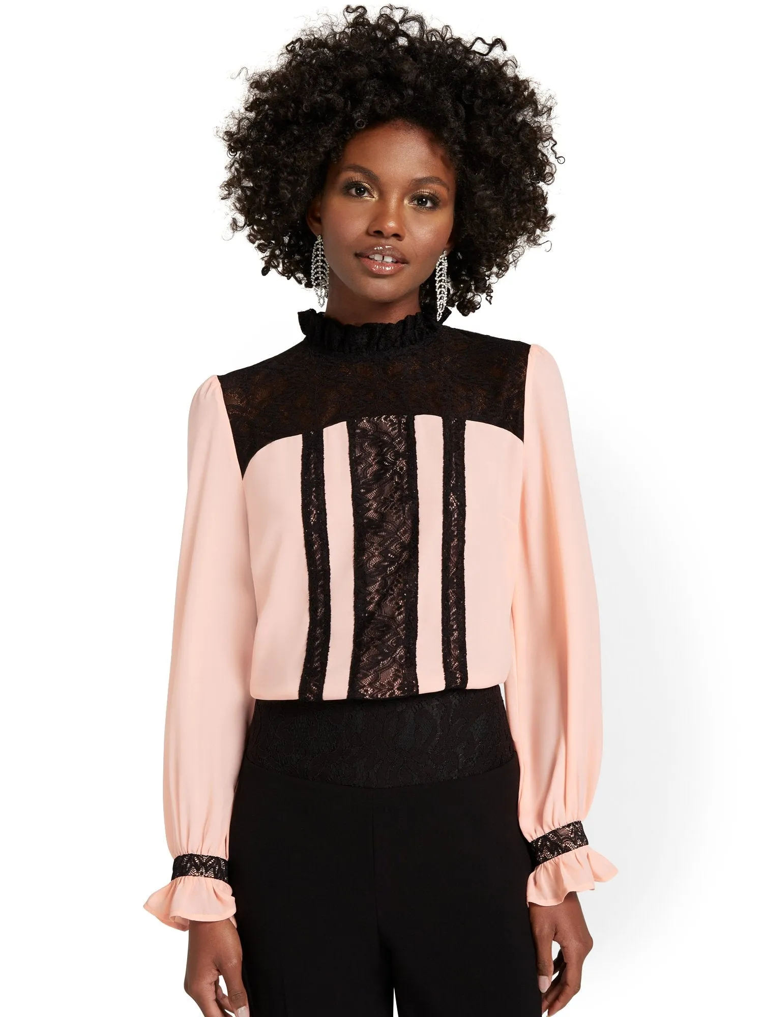 Lace Contrast Blouse