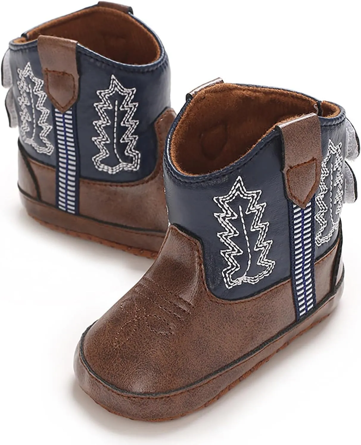 Leather Soft Sole Cowboy Boots for Baby Infant Toddler Boys Girls Newborn Crib Prewalkers Baby Non Slip Crib Shoes