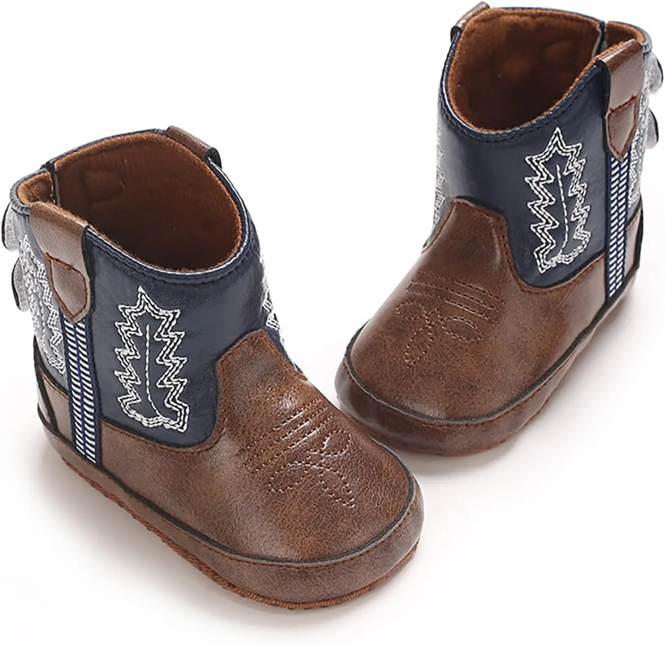 Leather Soft Sole Cowboy Boots for Baby Infant Toddler Boys Girls Newborn Crib Prewalkers Baby Non Slip Crib Shoes