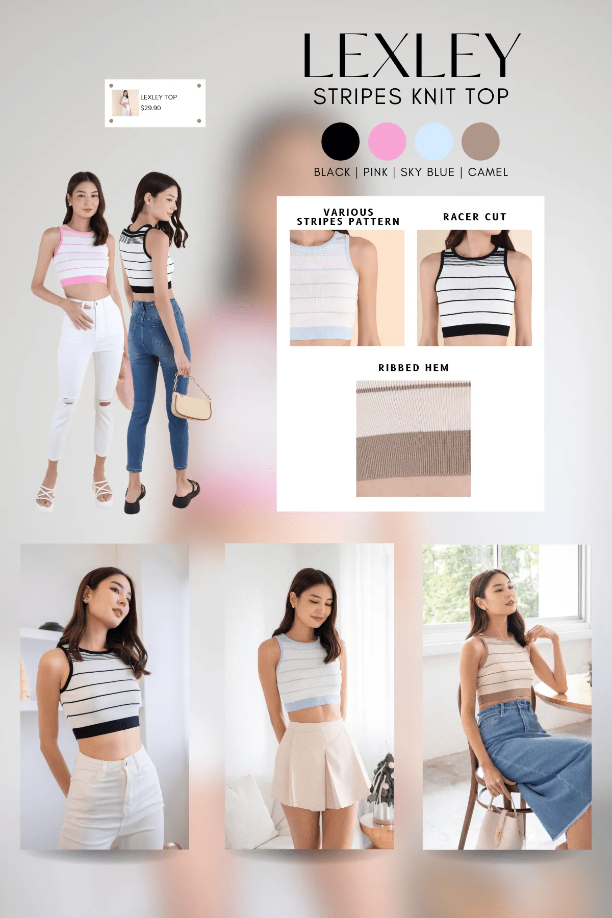 LEXLEY STRIPES KNIT TOP IN SKY BLUE