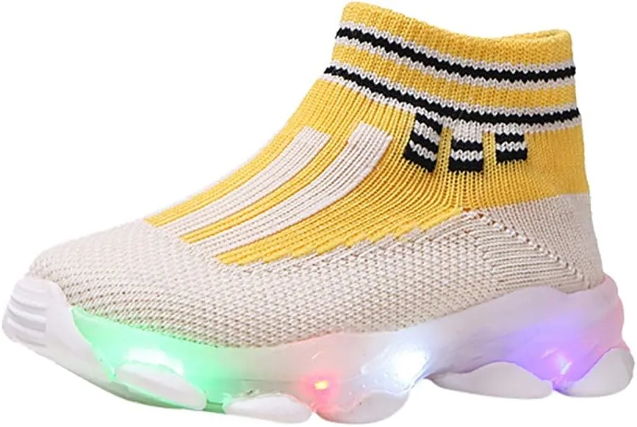 Light Up Shoes Toddler Mesh Lightweight LED Flashing Breathable Soft Sole Walking Sock Sneakers for Boys Baby Knitwear