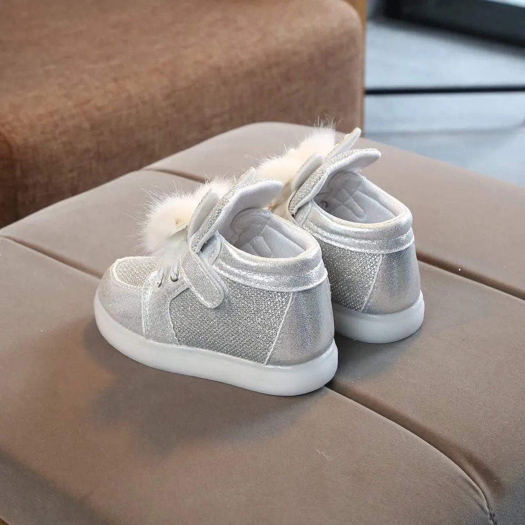 Little Kids Toddler Baby Girls Cartoon Rabbit LED Luminous Sport Shoes Sport Sneakers