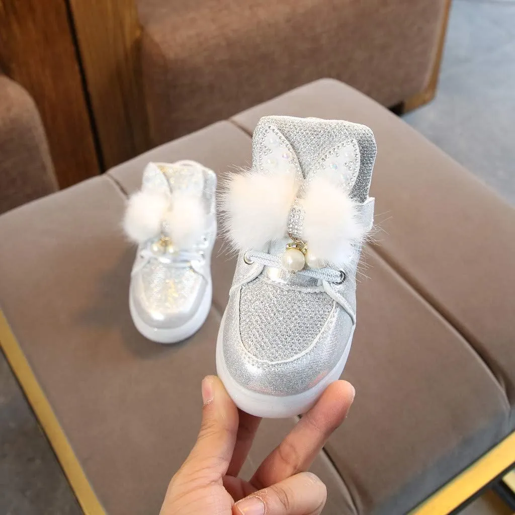Little Kids Toddler Baby Girls Cartoon Rabbit LED Luminous Sport Shoes Sport Sneakers