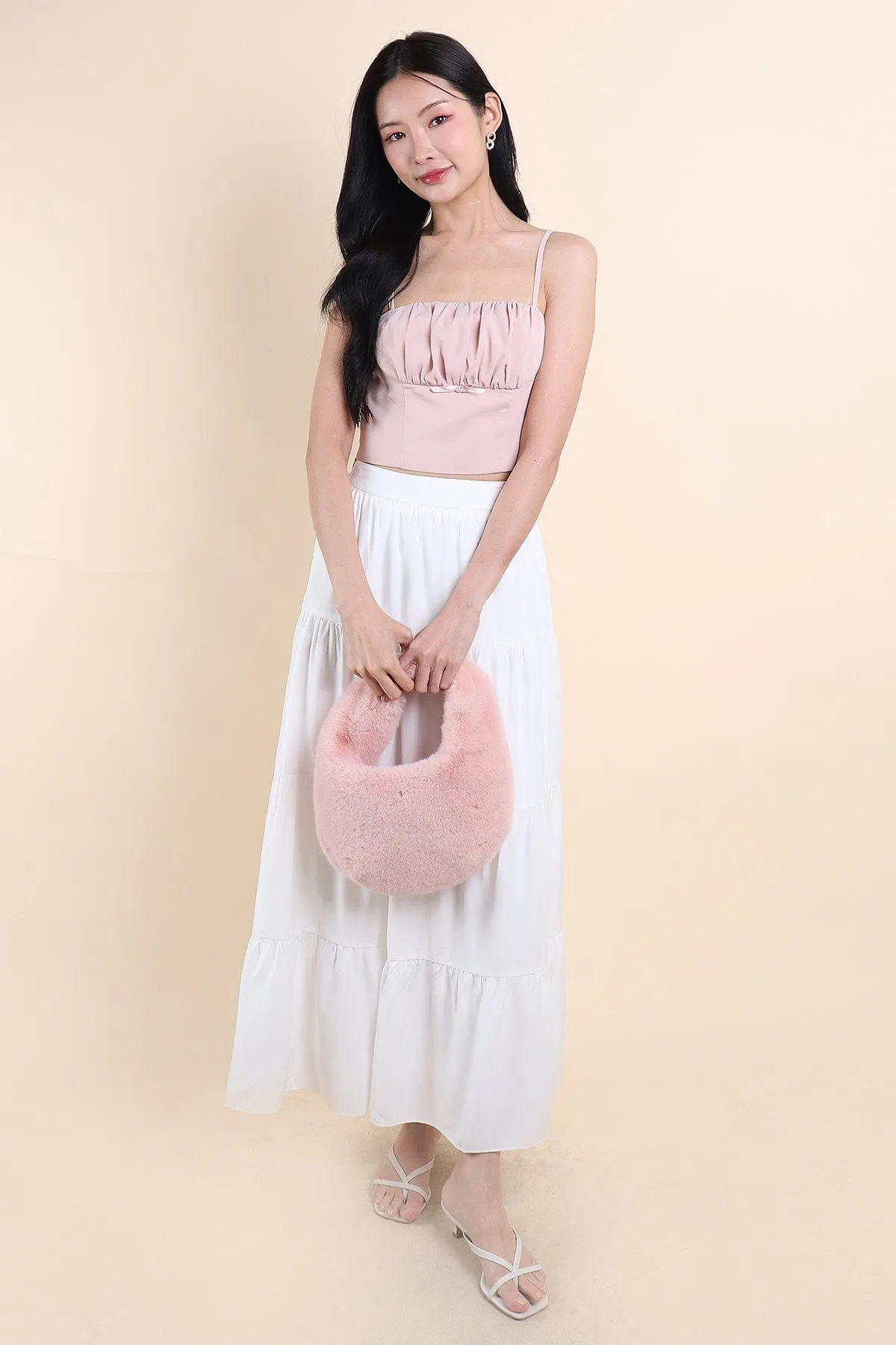 LOVEA RUCHED RIBBON TOP IN PINK