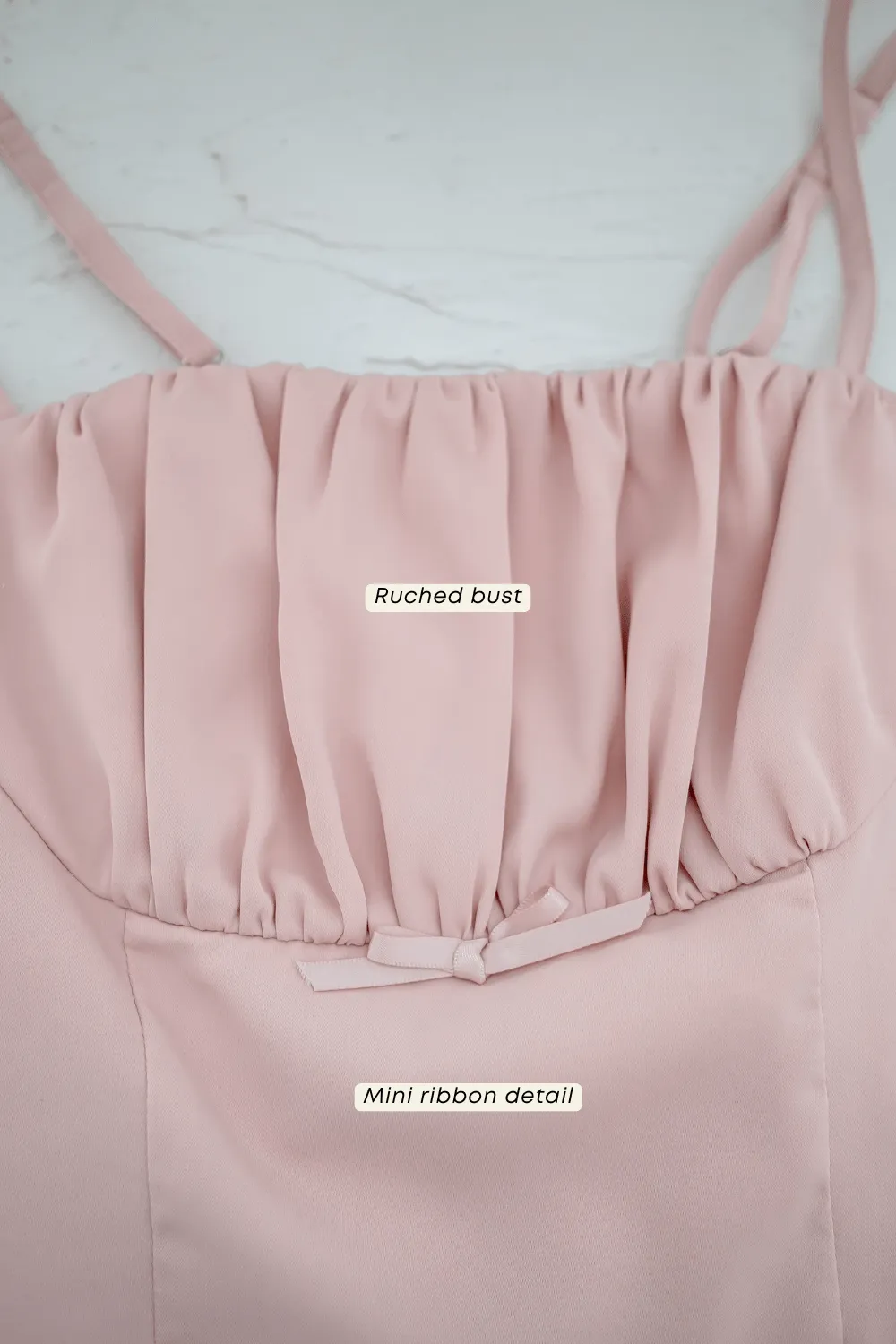 LOVEA RUCHED RIBBON TOP IN PINK